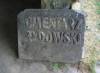 "Cmentarza ydowski" - Jewish cemetery. Contemporary sculpture. Quarter with gravestones used to built lapidarium.
